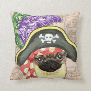 Pug Pirate Cushion
