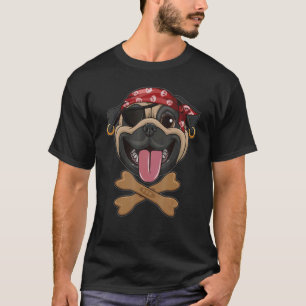 Pug Pirate Dog Halloween Jolly Roger Dog T-Shirt