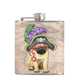 Pug Pirate Hip Flask