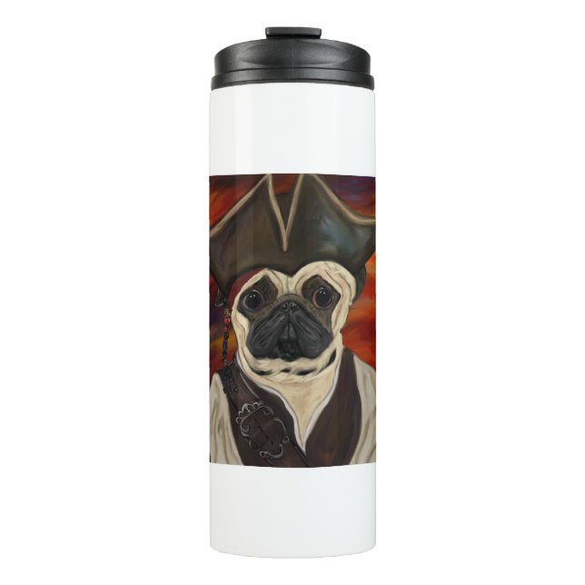 Pug Pirate Thermal Tumbler (Front)