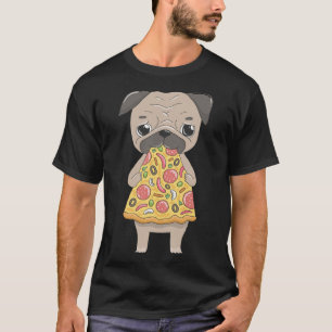 Pug Pizza - Cute Pug Dog Eating Pizza Slice T-Shirt