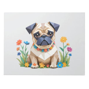 Pug Playful Adorable Fun Animal Colourful Geometri Notepad