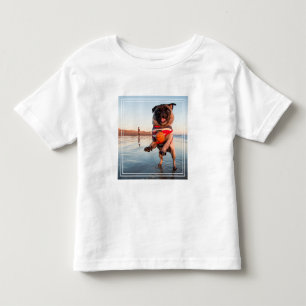 Pug Playing Ball on Beach Toddler T-Shirt