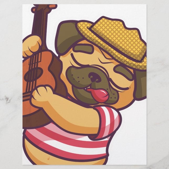 pug playing guitar (Front)