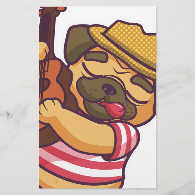 pug playing guitar (Front)