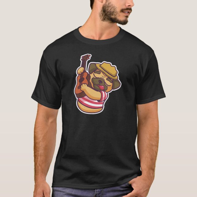 pug playing guitar T-Shirt (Front)