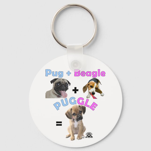 Pug Plus Beagle Keychain (Front)