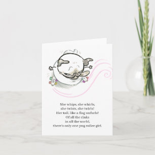 Pug Poetry: Roller Pug card