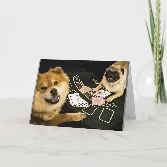Pug Poker Greeting card (Front)