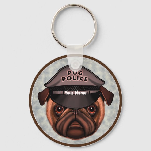 Pug Police Key Ring (Front)