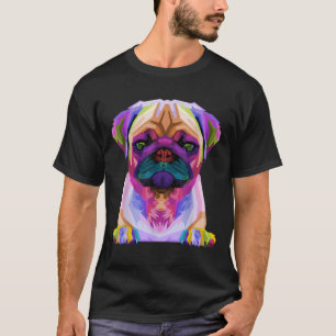 Pug Pop Art Colourful Portrait Carlino for Dog Lov T-Shirt