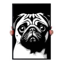 Pug Pop Art White & Black Fun Chic Aesthetic