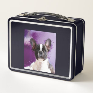 Pug Portrait Art Cute Pug Metal Lunch Box
