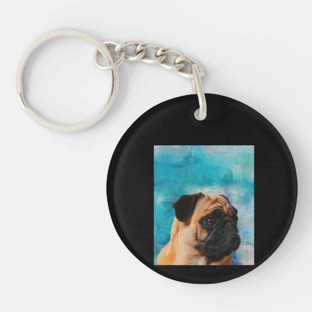 Pug Portrait Cute Pug Face Pug Lover Key Ring (Front)