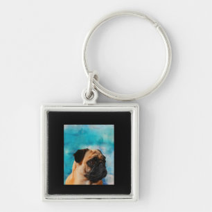 Pug Portrait Cute Pug Face Pug Lover Key Ring