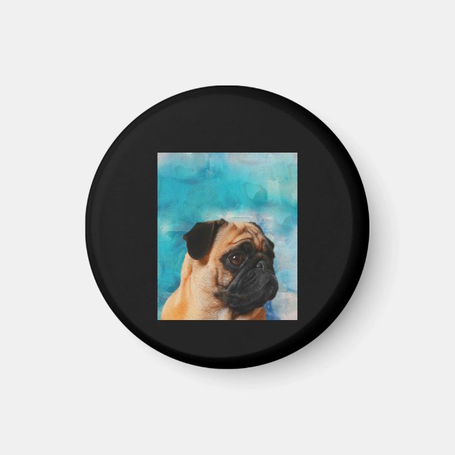 Pug Portrait Cute Pug Face Pug Lover Magnet (Front)