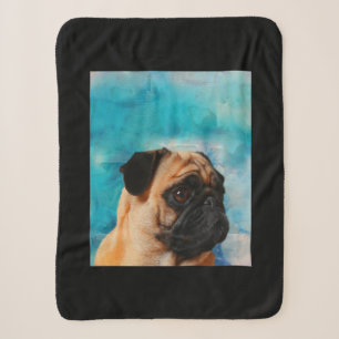 Pug Portrait Cute Pug Face Pug Lover Sherpa Blanket