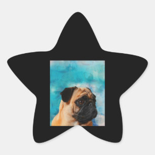 Pug Portrait Cute Pug Face Pug Lover Star Sticker