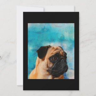 Pug Portrait Cute Pug Face Pug Lover Thank You Card