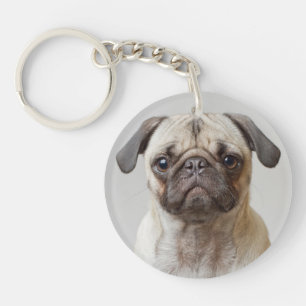 Pug Portrait Key Ring