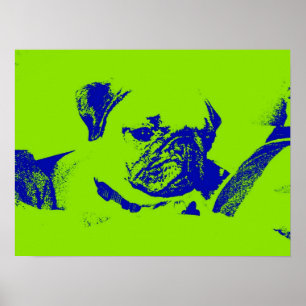 Pug Poster-Green Poster