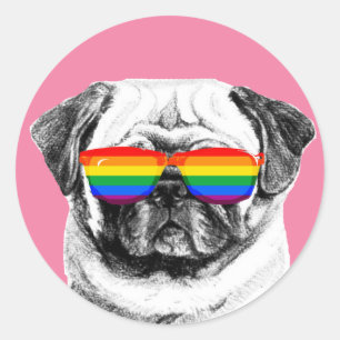 Pug Pride Sunglasses Classic Round Sticker