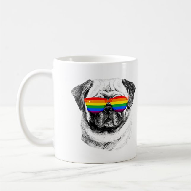 Pug Pride Sunglasses Coffee Mug (Left)