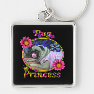 Pug Princess Key Ring