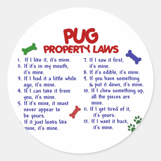 PUG Property Laws 2 Classic Round Sticker (Front)