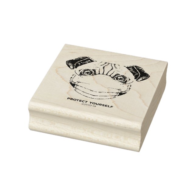 PUG PROTECT YOURSELF COVID19 WARNING RUBBER STAMP (Stamp)
