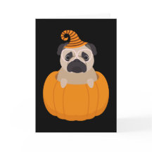 Pug & Pumpkin Halloween Card