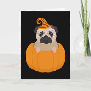 Pug & Pumpkin Halloween Card