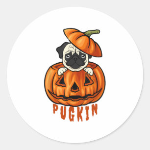 Pug Pumpkin Halloween Pugkin Costume For Pug Dog Classic Round Sticker
