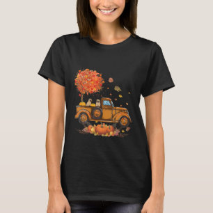 Pug Pumpkins Truck Autumn Leaf Fall Thanksgiving T-Shirt