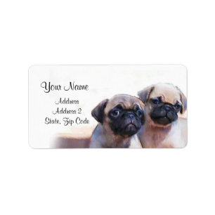 Pug Puppies Address Labels