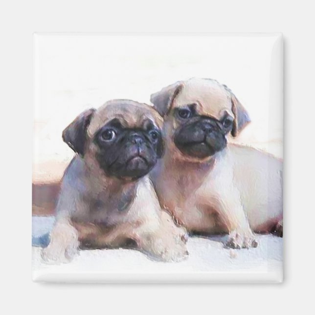 Pug puppies magnet (Front)