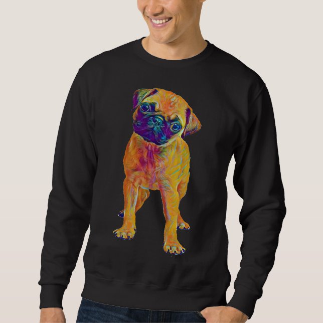 Pug Puppy abstract art Classic T-Shirt 139 Sweatshirt (Front)