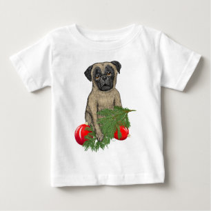 Pug Puppy Adorable Christmas Dog Art Baby T-Shirt