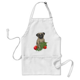 Pug Puppy Adorable Christmas Dog Art Standard Apron