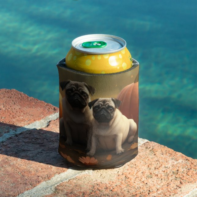 Pug Puppy Autumn Delight Pumpkin Can Cooler (In Situ Pool)
