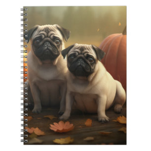 Pug Puppy Autumn Delight Pumpkin Notebook