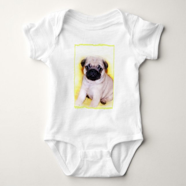 Pug puppy baby bodysuit (Front)