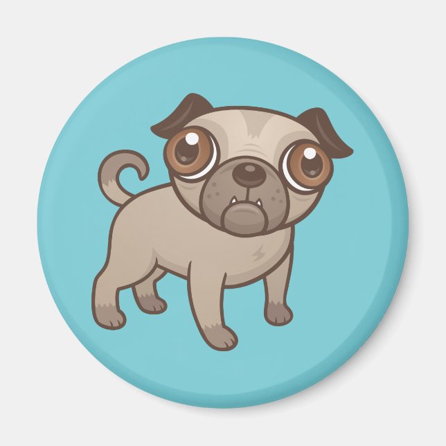 Pug Puppy Cartoon Magnet (Front)