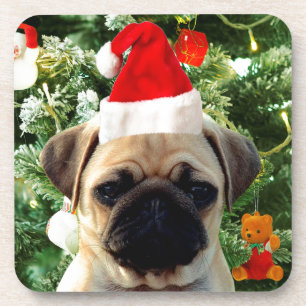 Pug Puppy Dog Christmas Tree Ornaments Snowman Coaster