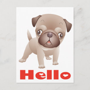 Pug Puppy Dog Greeting Postcard
