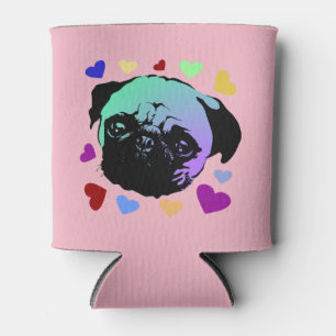 Pug Puppy Dog Love Hearts Can Cooler