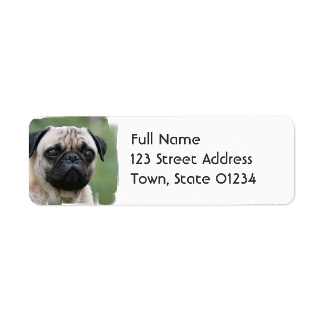 Pug Puppy Dog Mailing Label Return Address Label (Front)