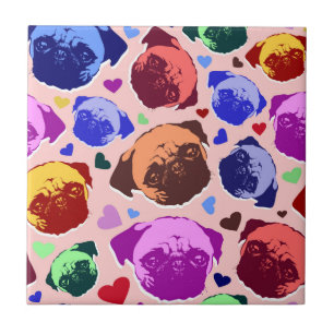 Pug Puppy Dog PopArt Retro Style Ceramic Tile