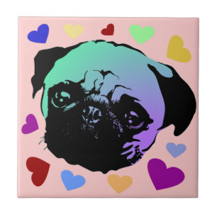Pug Puppy Dog PopArt Retro Style Ceramic Tile
