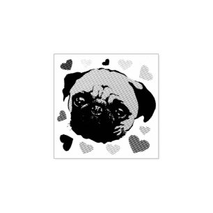 Pug Puppy Dog PopArt Retro Style Rubber Stamp